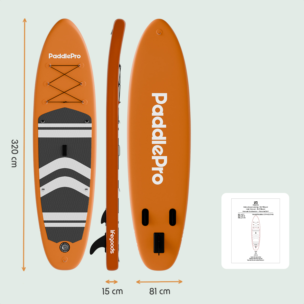 SUP Board Complete Set 320x81cm Oranje bestellen? | LifeGoods